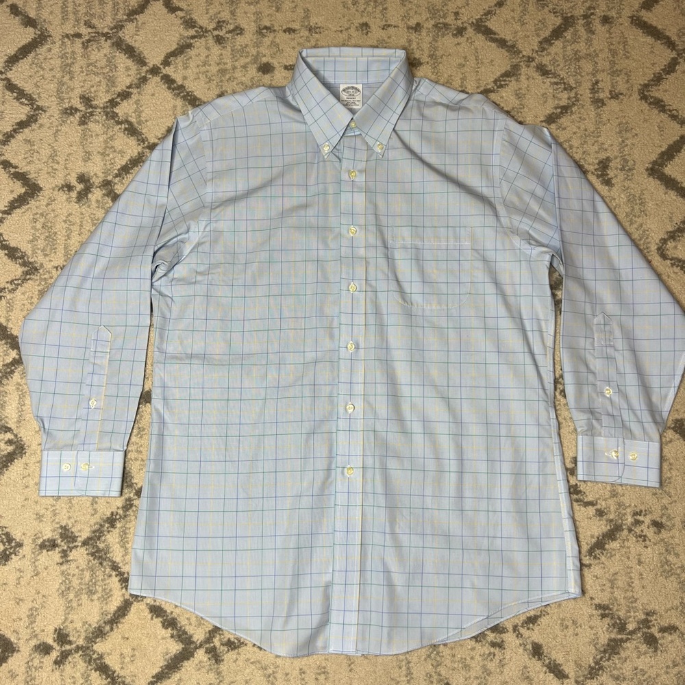 Brooks Brothers Regent 16.5 Cotton Non Iron Blue Multicolored Check Dress Shirt